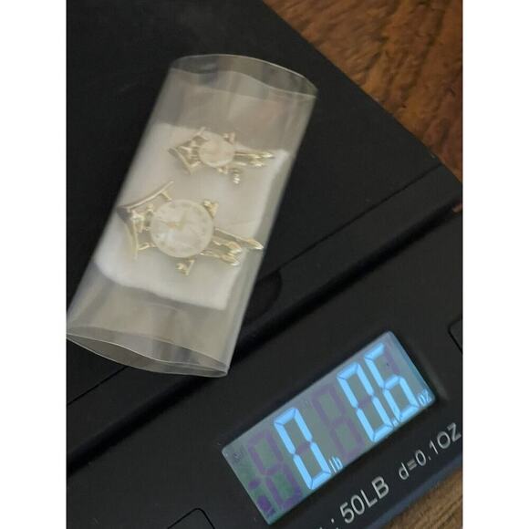 Vintage Big & Small Clock Brooch Pin with Mother of Pearl Face Pair‎ - Picture 7 of 7